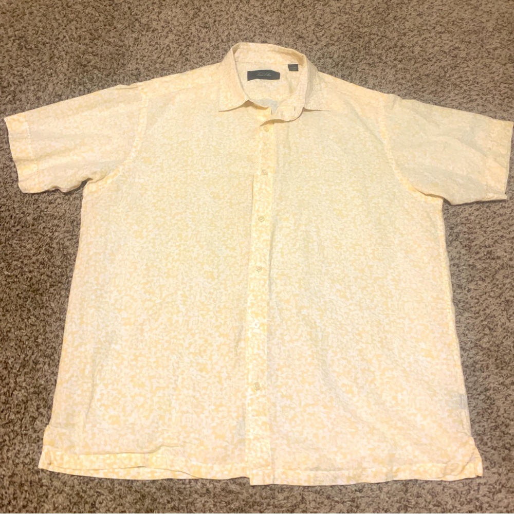 TASSO ELBA Mens Sz M Short Sleeved Cotton/Linen Casual Dress Shirt